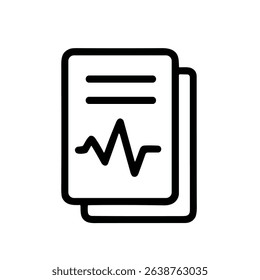 Outline Minimalist Report Document with Cardiogram Data Graphic Icon