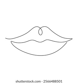 Outline minimalistic drawing of a smile. Vector illustration of lips. Monochrome line on a white background.