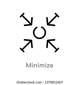 outline minimize vector icon. isolated black simple line element illustration from arrows 2 concept. editable vector stroke minimize icon on white background