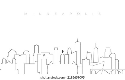 Skyline von Minneapolis. Trendy Template mit Minneapolis Gebäuden und Wahrzeichen im Linienstil. Stock-Vektordesign. 