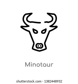 outline minotaur vector icon. isolated black simple line element illustration from greece concept. editable vector stroke minotaur icon on white background