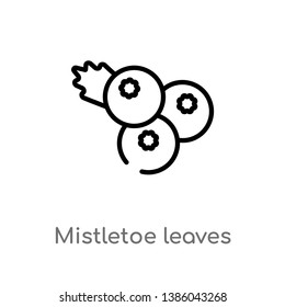 outline mistletoe leaves vector icon. isolated black simple line element illustration from general concept. editable vector stroke mistletoe leaves icon on white background