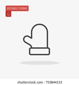 Outline mitten icon isolated on grey background. Symbol of Happy New Year, Christmas holiday celebration, winter. Editable stroke. Vector illustration, eps10