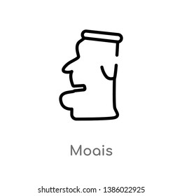 outline moais vector icon. isolated black simple line element illustration from history concept. editable vector stroke moais icon on white background