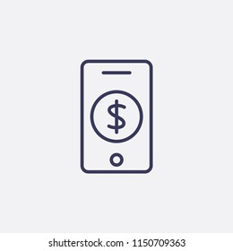 Outline mobil pay icon illustration,vector smartphone sign symbol