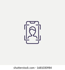 Outline mobile face id scanner icon.mobile face id scanner vector illustration. Symbol for web and mobile