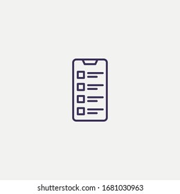 Outline mobile phone checklist icon.mobile phone checklist vector illustration. Symbol for web and mobile