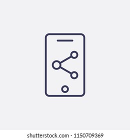 Outline mobile sharing icon illustration,vector smartphone sign symbol