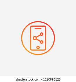 Outline mobile sharing icon,gradient illustration,vector smartphone sign symbol