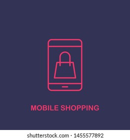 Outline mobile shopping icon.mobile shopping vector illustration. Symbol for web and mobile