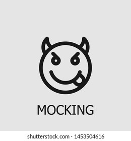 Outline mocking vector icon. Mocking illustration for web, mobile apps, design. Mocking vector symbol.