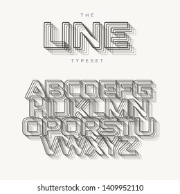 Outline modern alphabet, line vector typeset, blend effect letters. Best typography design for banner, poster, flyer and presentation. Monogram logo template.