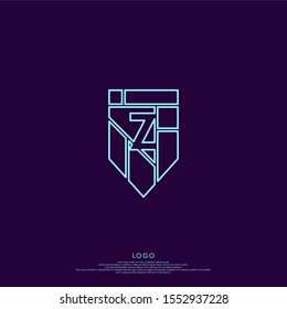 outline modern outline blue emblem Z logo letter design concept isolated on dark purple background.