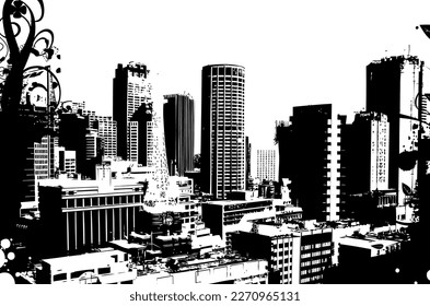 outline of modern city skyscrapers