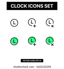 Outline modern clock icon set 