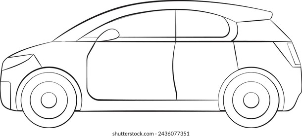 Outline of a modern compact hatchback car