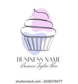 Outline Modern Cupcake Logo for Bakery in Abstract Style