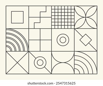 Outline modern geometric background for wall art