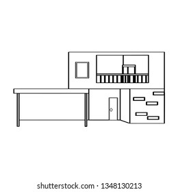 Outline of a modern house building. Vector illustration design