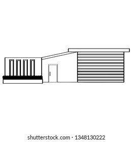 Outline of a modern house building. Vector illustration design