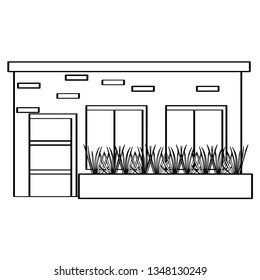 Outline of a modern house building. Vector illustration design