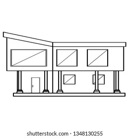 Outline of a modern house building. Vector illustration design