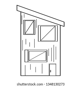 Outline of a modern house building. Vector illustration design