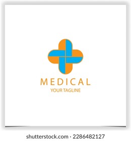 Outline modern medical and cross logo premium elegant template vector eps 10