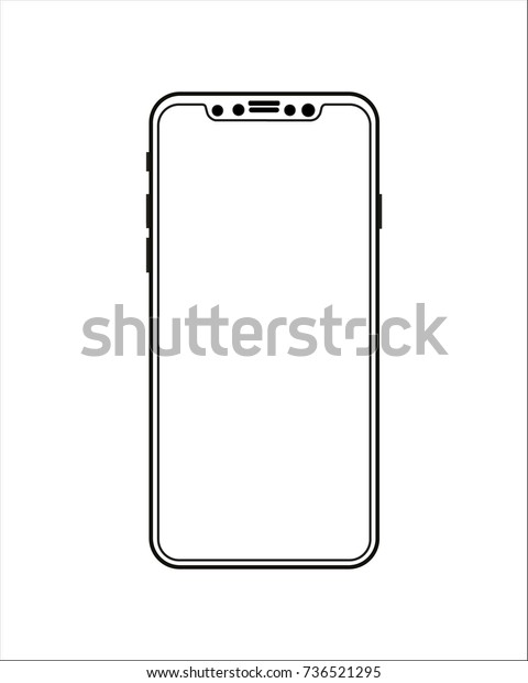 Outline Modern Phone Similar Iphone X Stock Vector Royalty Free