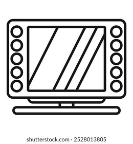 Contorno da moderna tv inteligente com vários botões de aplicativo de serviço de streaming na lateral da tela