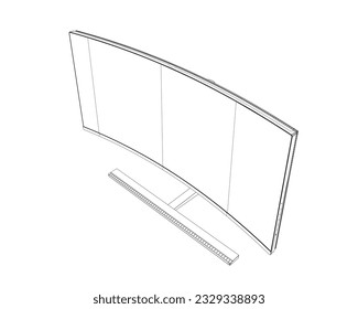 Outline of modern thin frame display computer monitor vector illustration..