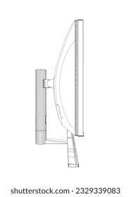 Outline of modern thin frame display computer monitor vector illustration..