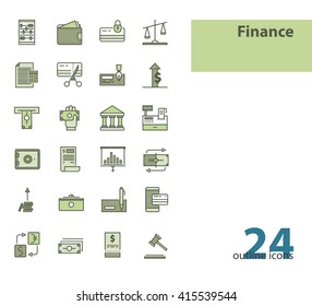 Outline modern vector icons- money, finance, payments.