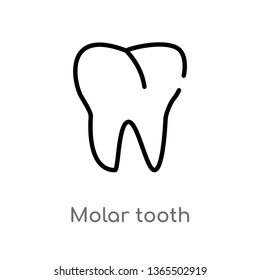 outline molar tooth vector icon. isolated black simple line element illustration from medical concept. editable vector stroke molar tooth icon on white background