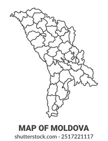 Outline Moldova map with borders of region vector illustration