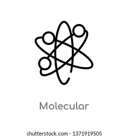 outline molecular vector icon. isolated black simple line element illustration from chemistry concept. editable vector stroke molecular icon on white background