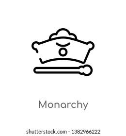outline monarchy vector icon. isolated black simple line element illustration from fashion concept. editable vector stroke monarchy icon on white background
