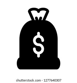 Outline money bag icon on white background, shopping sign silhouette illustration, web site, page and mobile app design vector element