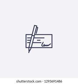 Outline money check icon illustration isolated vector sign symbol