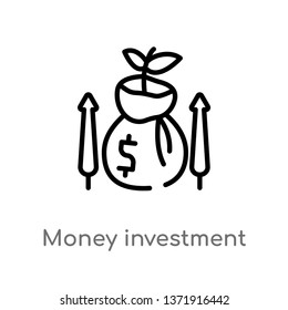 outline money investment vector icon. isolated black simple line element illustration from business concept. editable vector stroke money investment icon on white background