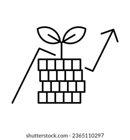 outline money and natural growth icon on white background, icon design for apps, presentation, banner, sign, symbol, logo. Artificial intelligence icon concept. vector illustration.