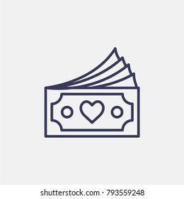 Outline money valentines day icon illustration isolated vector sign symbol