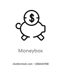 outline moneybox vector icon. isolated black simple line element illustration from e-commerce and payment concept. editable vector stroke moneybox icon on white background