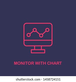 Outline monitor with chart icon.monitor with chart vector illustration. Symbol for web and mobile