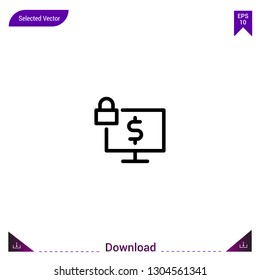 Outline monitor icon isolated on white background. Line pictogram. mobile application, logo, user interface. Editable stroke. EPS10 format vector