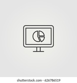 Outline  monitor on graph  icon illustration vector symbol