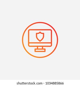 Outline monitor shield icon.gradient illustration isolated vector sign symbol