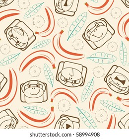 outline monkeys and bananas in pattern