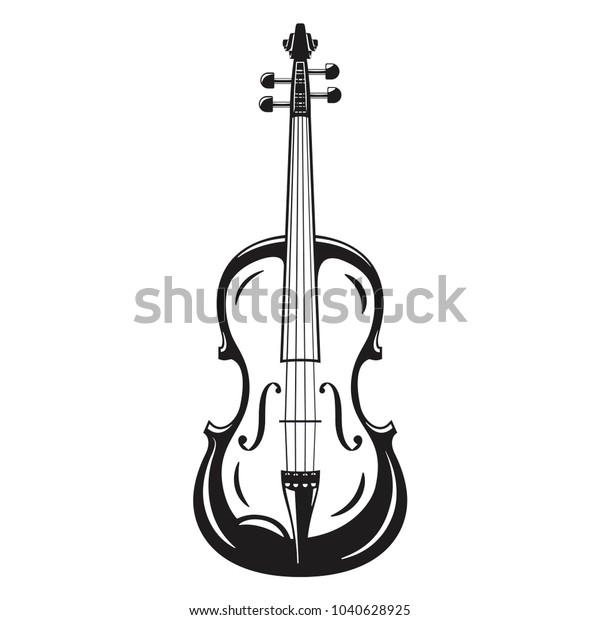 アイコンバイオリンの輪郭のモノクロシルエット クラシック楽器 ベクターイラスト のベクター画像素材 ロイヤリティフリー