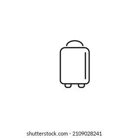 Outline monochrome symbol drawn in flat style with thin line. Editable stroke. Line icon of luggage, baggage or suitcase for trips, travels, voyage etc 
